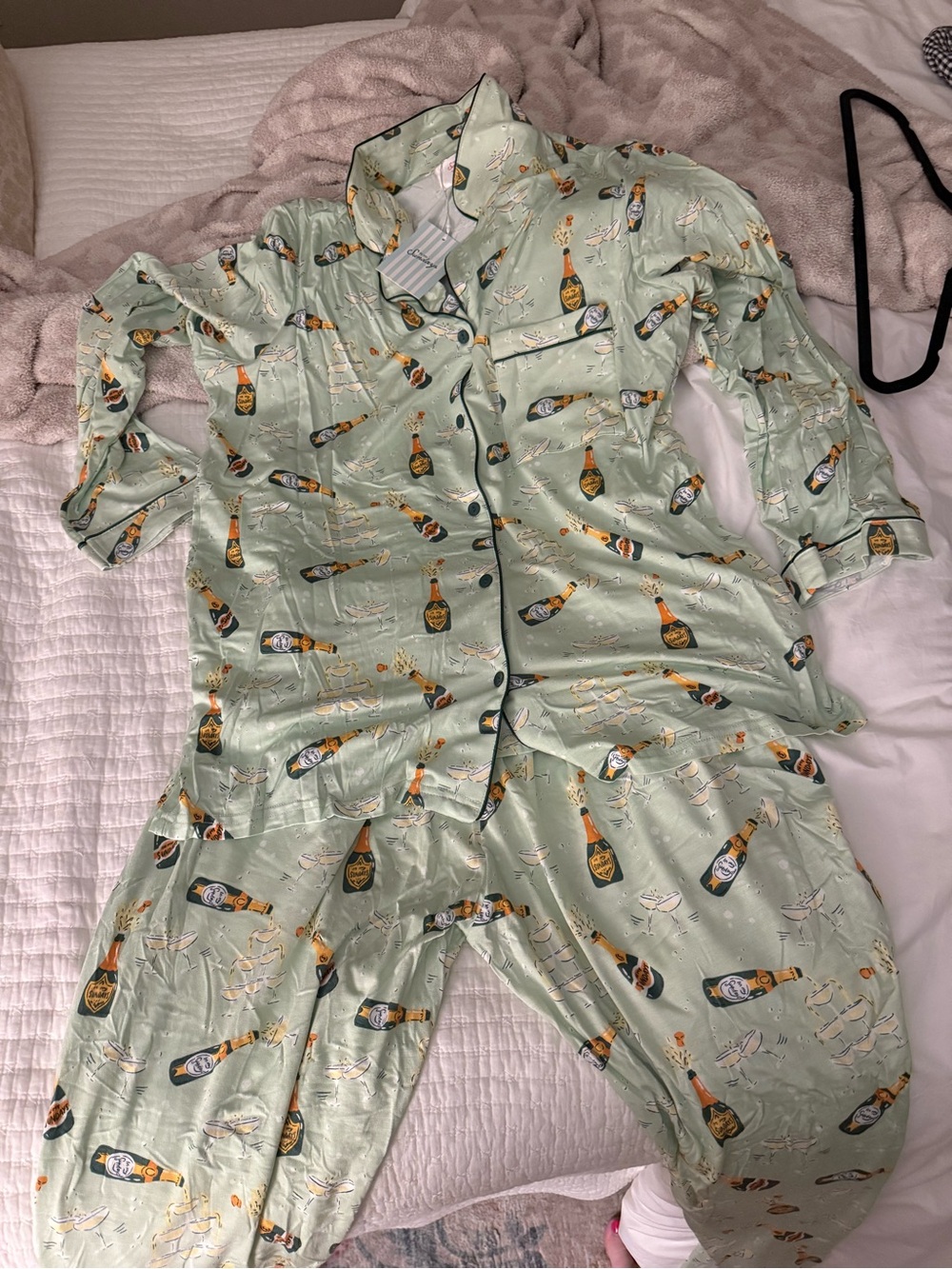 Mint Green Champagne Bottle Pajama Set